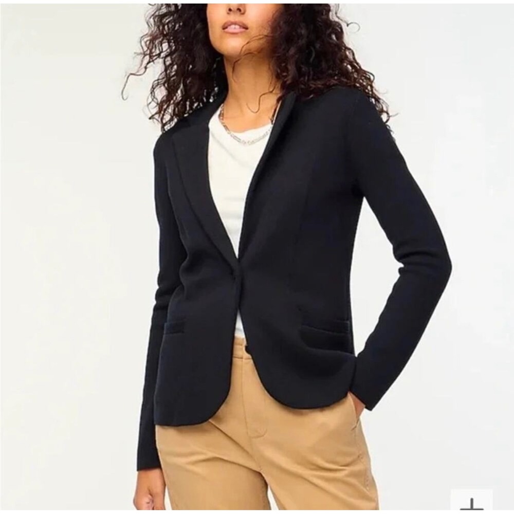 J.Crew Schoolboy Sweater Blazer Black Knit Jacket Size S